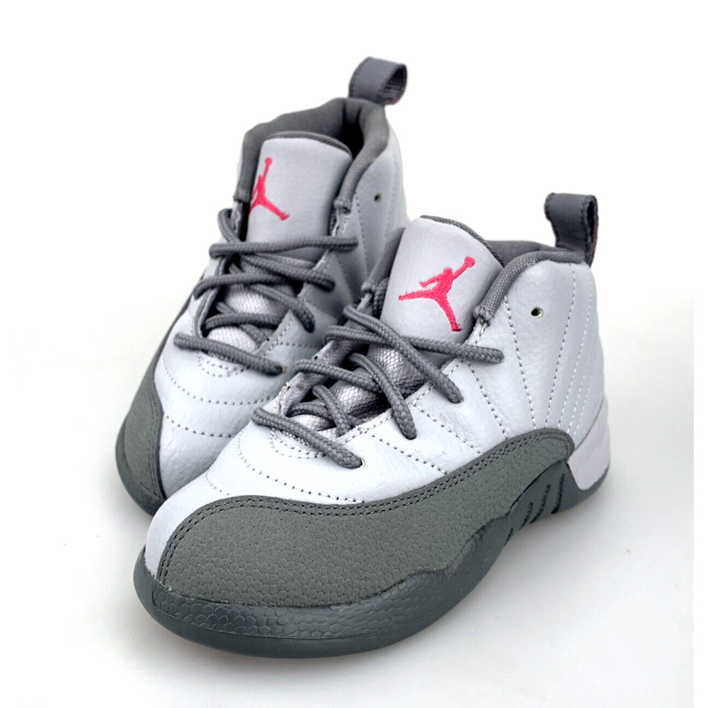 Air Jordan 12 Retro TD Cool Grey Nike 819666-029 Youth Size 9C Boys Sneakers